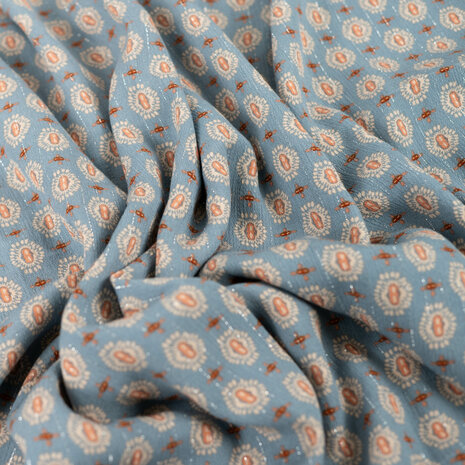 Qjutie crinkle viscose lurex oudblauw