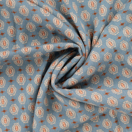 Qjutie crinkle viscose lurex oudblauw