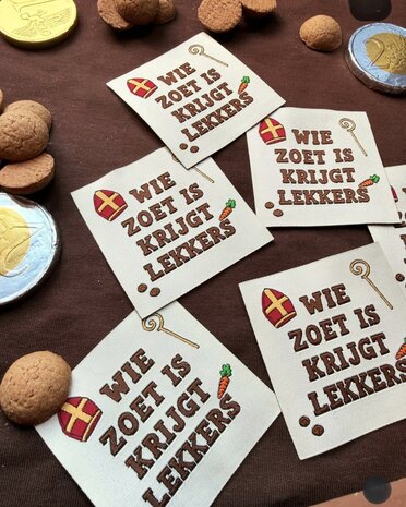 Sinterklaar naailabels kickenstoffen - loop en label