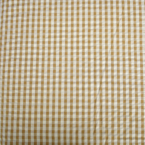 Seersucker ruit kaki-bruin off-white Oeko-Tex 112857