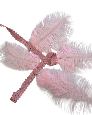 licht roze struisvogel veer met kant elastiek KicKenStoffen