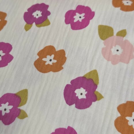 Hydrofiel double gauze bloemen   KicKenStoffen 126152