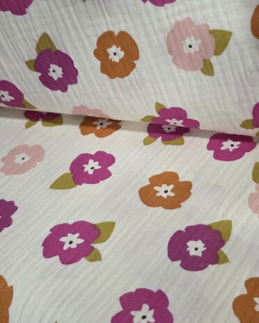 Hydrofiel double gauze bloemen   KicKenStoffen 126152