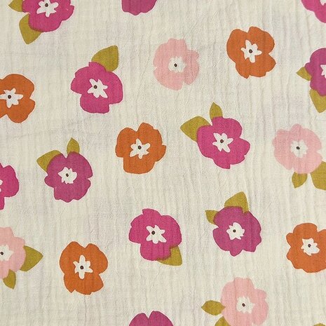 Hydrofiel double gauze bloemen Zelie KicKenStoffen 126152