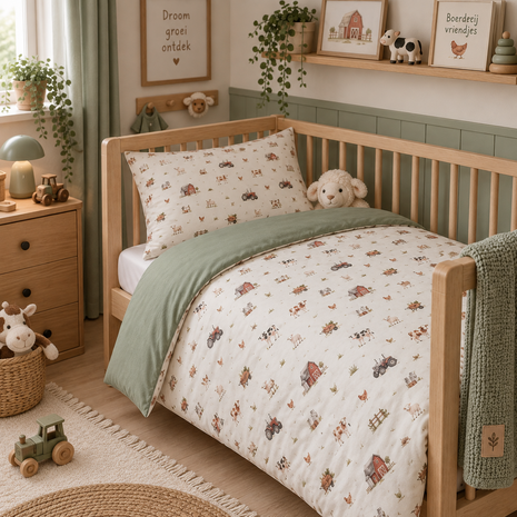 ai foto sfeer kinderkamer boerderij om ideeen op te doen - print wijkt af van werkelijkheid