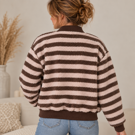 ai voorbeeld bomber jas dames teddy strepen qjutie