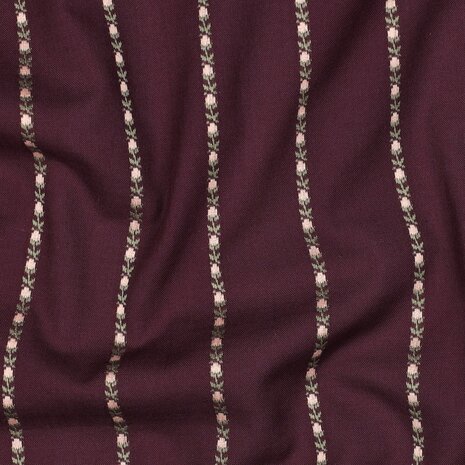 Poppy Cotton Jacquard Flowers &ndash; Burgundy 01961.004