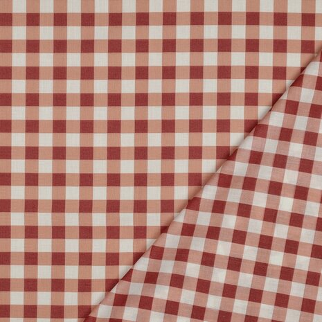 Poppy Matcha Checks Poplin Katoen Roze Terracotta 02004.011