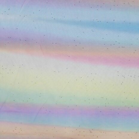 regenboog tule met glitters van KicKenStoffen de stoffenwebshop KC2122-011