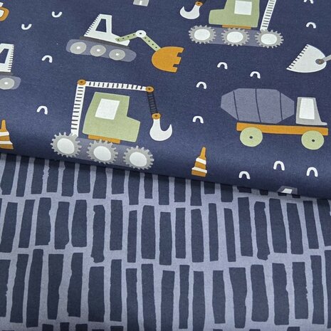 Poppy katoentjes Grafische strepen en voertuigen mix and match - kickenstoffen