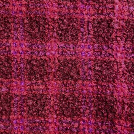 Boucle teddy checks burgundy fuchsia Swessie - 126758 curly fleece 126758
