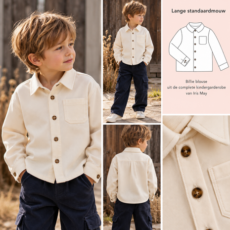 ai foto billie blouse uit complete kindergarderobe met ecru twill kickenstoffen