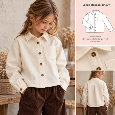 ai foto billieblouse uit complete kindergarderobe met ecru twill kickenstoffen