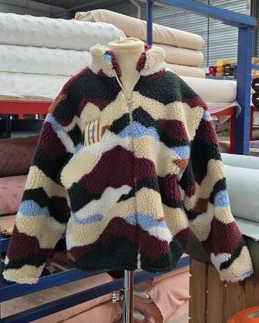 Teddy Abstract Mountains Blue Mix  KicKenStoffen jasje 