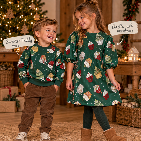 ai foto cupcakes xmas stof kickenstoffen gebaseerd op gaelle jurk bel etoile en teddy sweater van wisj