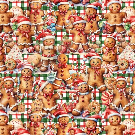 Qjutie Kids Brushed French Terry &ndash; Christmas Gingerbread s65004-180