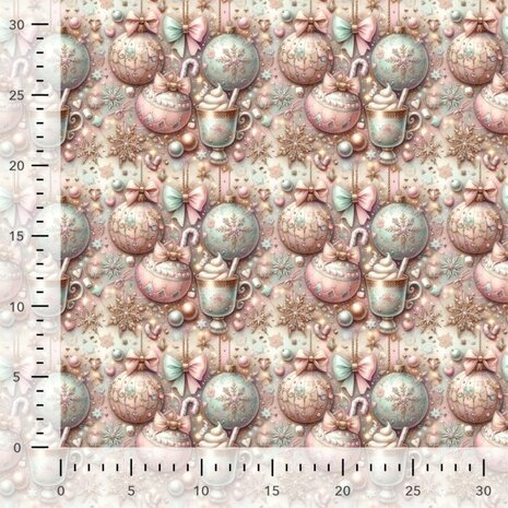 Kerst French Terry Kerstballen Roze &ndash; Stenzo KicKenStoffen s65002-110