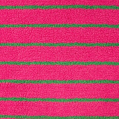 Teddy Jacquard Stripes Fuchsia Groen &ndash; Qjutie Kids KicKenStoffen K80412-170