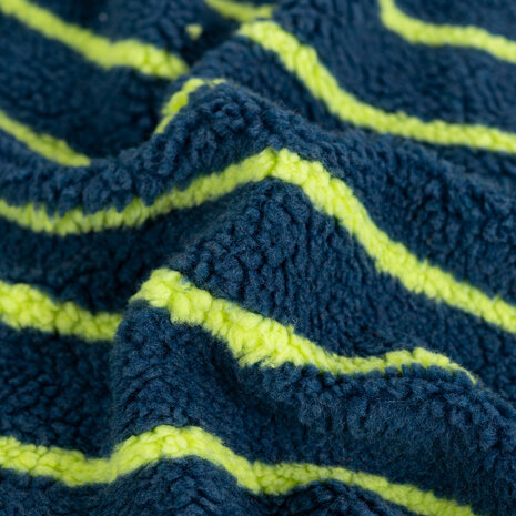 Teddy Jacquard Stripes Petrol Geel &ndash; Qjutie Kids KicKenStoffen K80412-942