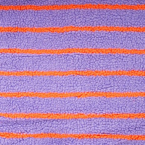 Teddy Jacquard Stripes Lila Oranje &ndash; Qjutie Kids KicKenStoffen K80412-420