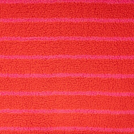 Teddy Jacquard Stripes Rood Roze &ndash; Qjutie Kids KicKenStoffenK80412-150