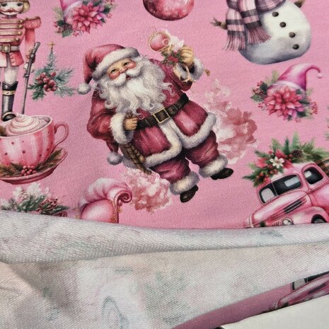 French Terry Kerst Roze Kerstmagie  KicKenStoffen CR7015-120