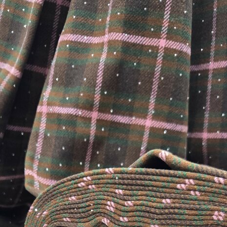 Dikke Flanel Ruiten Studs Bruin Roze Groen  KicKenStoffen