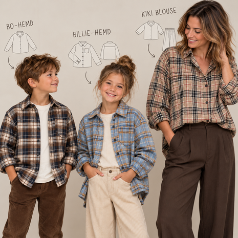 ai voorbeeld ruiten flanel kickenstoffen - kiki blouse bel etoile - billie-hemd en  bo-hemd uit complete kindergarderobe iris m