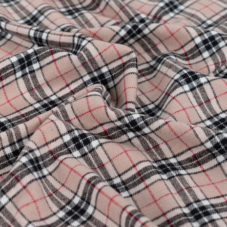 Flanel Ruiten Beige Zwart Rood | Qjutie Kids KicKenStoffen K48152-520