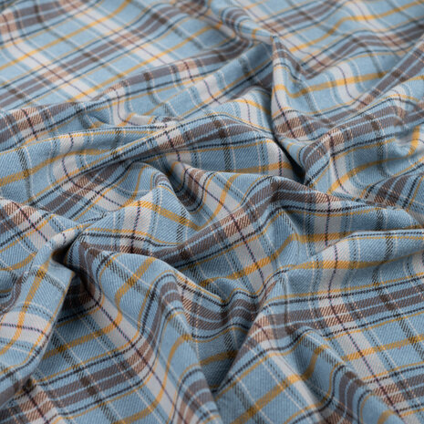 Flanel Ruiten Lichtblauw Bruin Okergeel &ndash; Qjutie Kids K48159-920