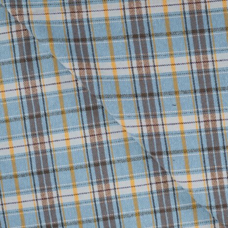 Flanel Ruiten Lichtblauw Bruin Okergeel &ndash; Qjutie Kids K48159-920