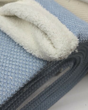 Double Face Boucl&eacute; Lichtblauw Ecru  Qjutie Kids  KicKenStoffen