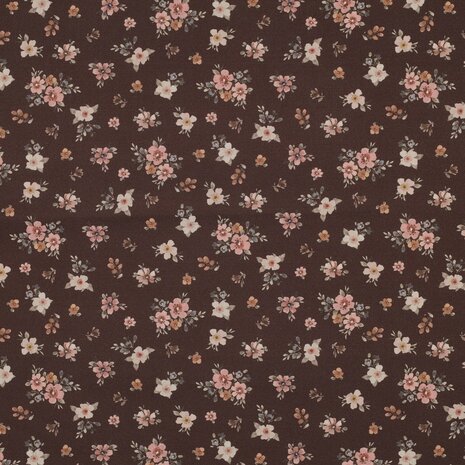 Poplin katoen bloemen digitaal &amp;#x2013; burgundy en bruin small 08117.032