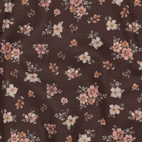 Poplin katoen bloemen digitaal &amp;#x2013; burgundy en bruin small 08117.032