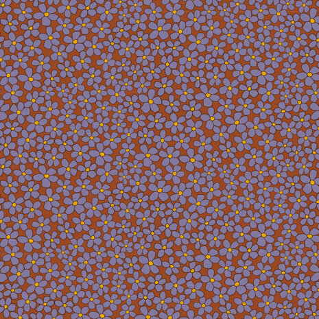 Katoenen Poplin Bloemen Terracotta Lila Qjutie Kids K55039-360