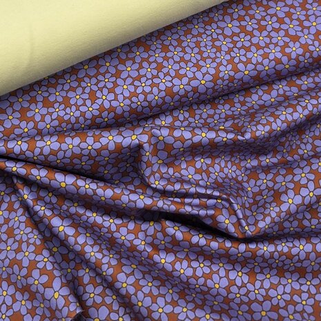 Katoenen Poplin Bloemen Terracotta Lila  Qjutie Kids