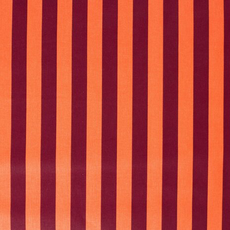 Canvas Brede Strepen Bordeaux Oranje KicKenStoffen 00123-018