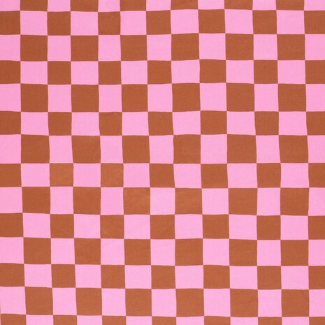 Panama Canvas Blokken Bruin Roze KicKenStoffen 00124-053