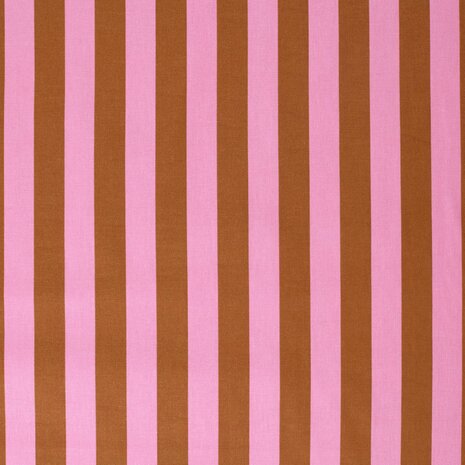 Panama Canvas Brede Strepen Bruin Roze KicKenStoffen 00123/053