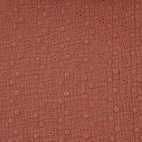 terracotta (licht) broderie met gaatjes hydrofiel