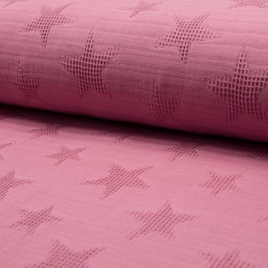 wafel jacquard ster oud roze