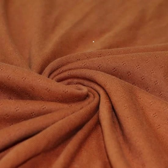 cognac katoenen Pointelle tricot