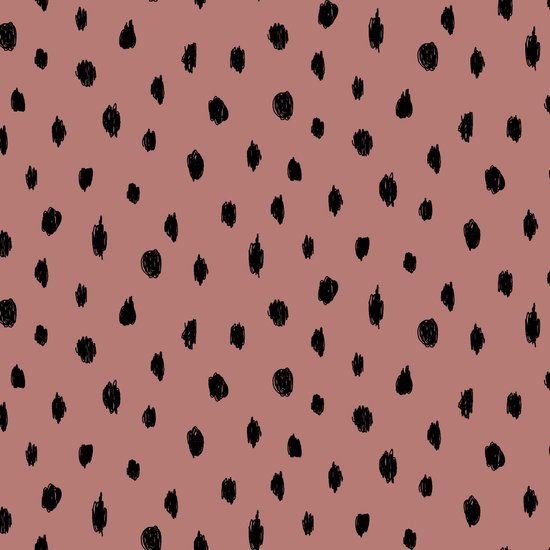 roze-terracotta zwart kras painted dots - biologische french terry