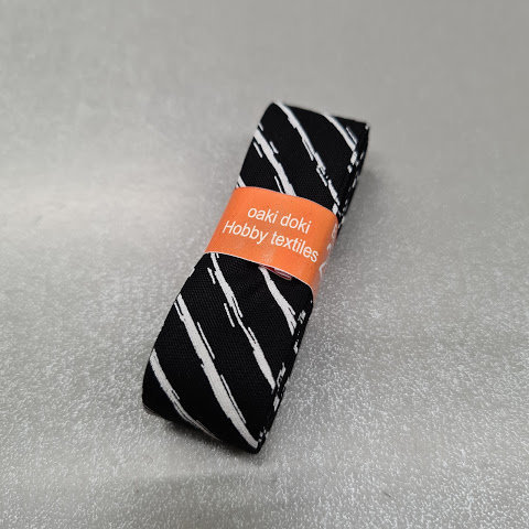zwart wit streepjes bias band katoen 2cm