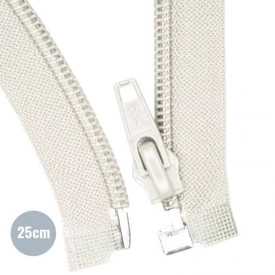 wit (off white - ecru) Deelbare Rits YKK nylon 25cm