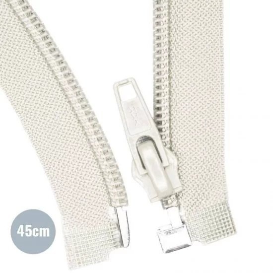 wit (off white - ecru) Deelbare Rits YKK nylon 45cm