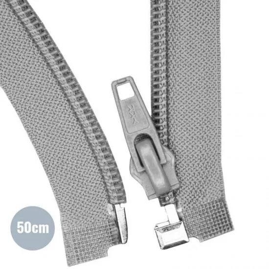 licht grijs Deelbare Rits YKK nylon 50cm