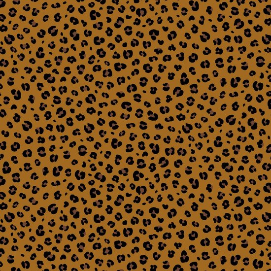 camelcognac bruin zwart luipaard rondjes - biologische tricot