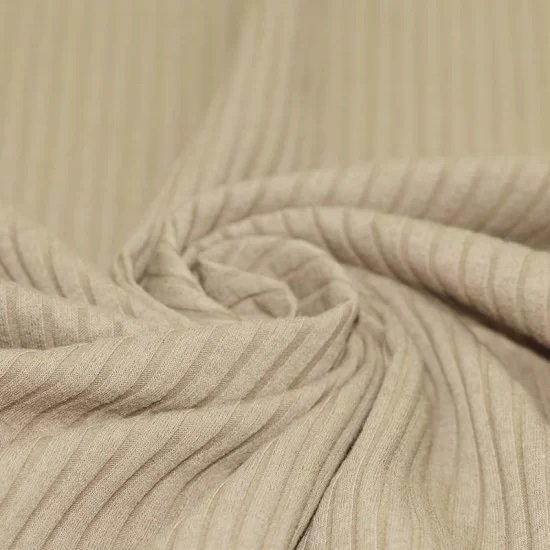 beige taupe katoenen Brede Baby rib tricot SOFT