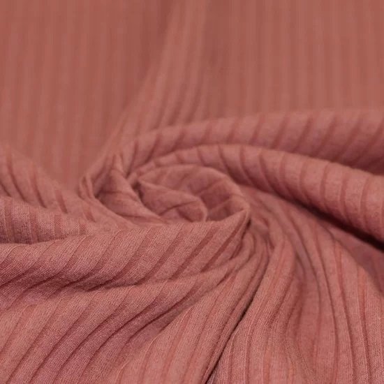 roze-terracotta katoenen Brede Baby rib tricot SOFT